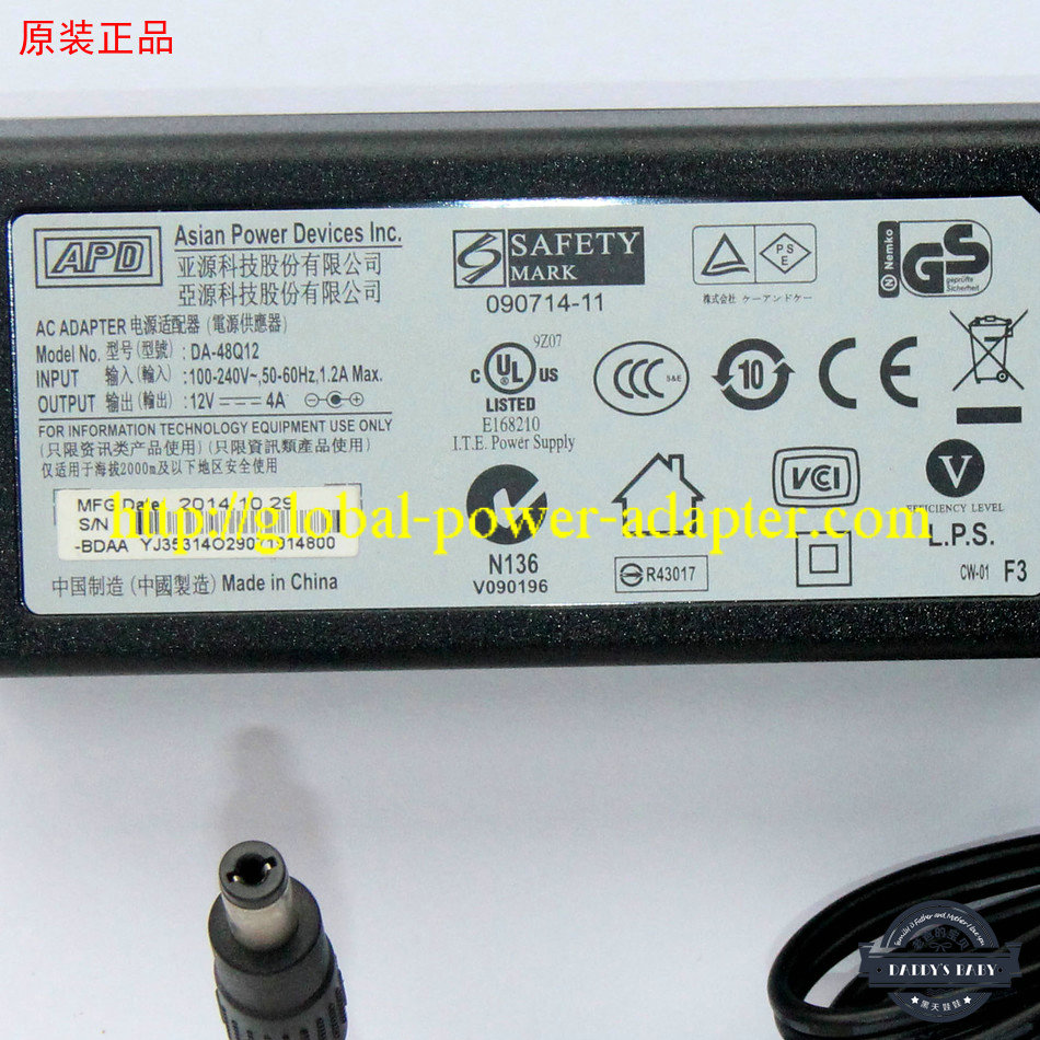 *Brand NEW* DC12V 4A (100W) ADP DA48T12 DA48Q12 AC DC Adapter POWER SUPPLY - Click Image to Close